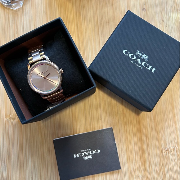 Coach Grand RoseGold Tone Watch With 36mm Face With Row of Multicolored Crystals - Picture 6 of 6
